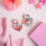Duo Confetti Hearts Resin Earrings