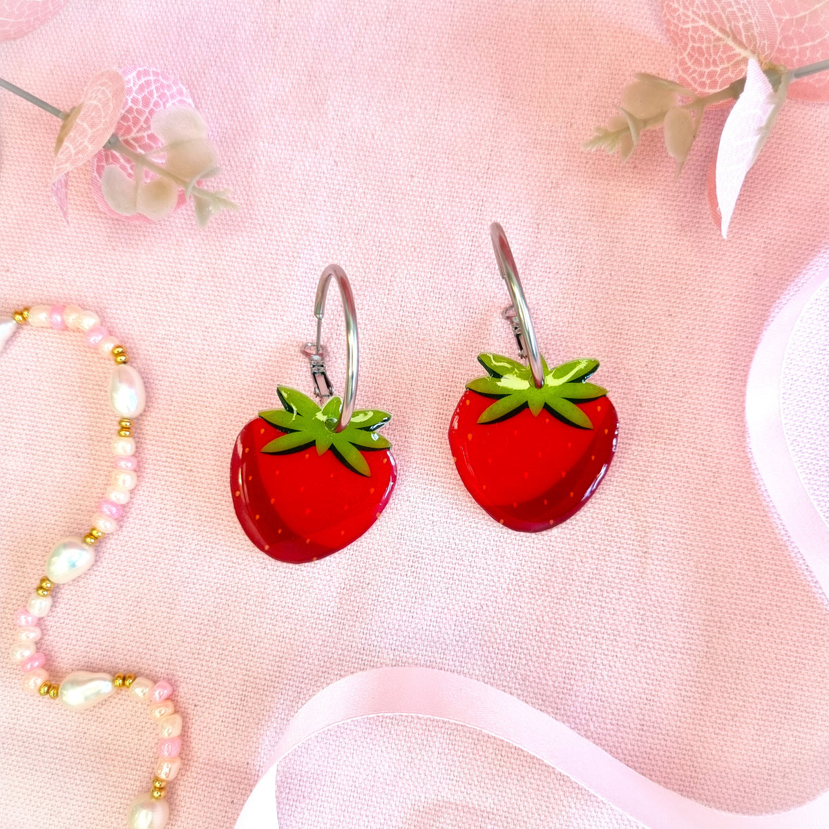 Large Strawberry Earrings