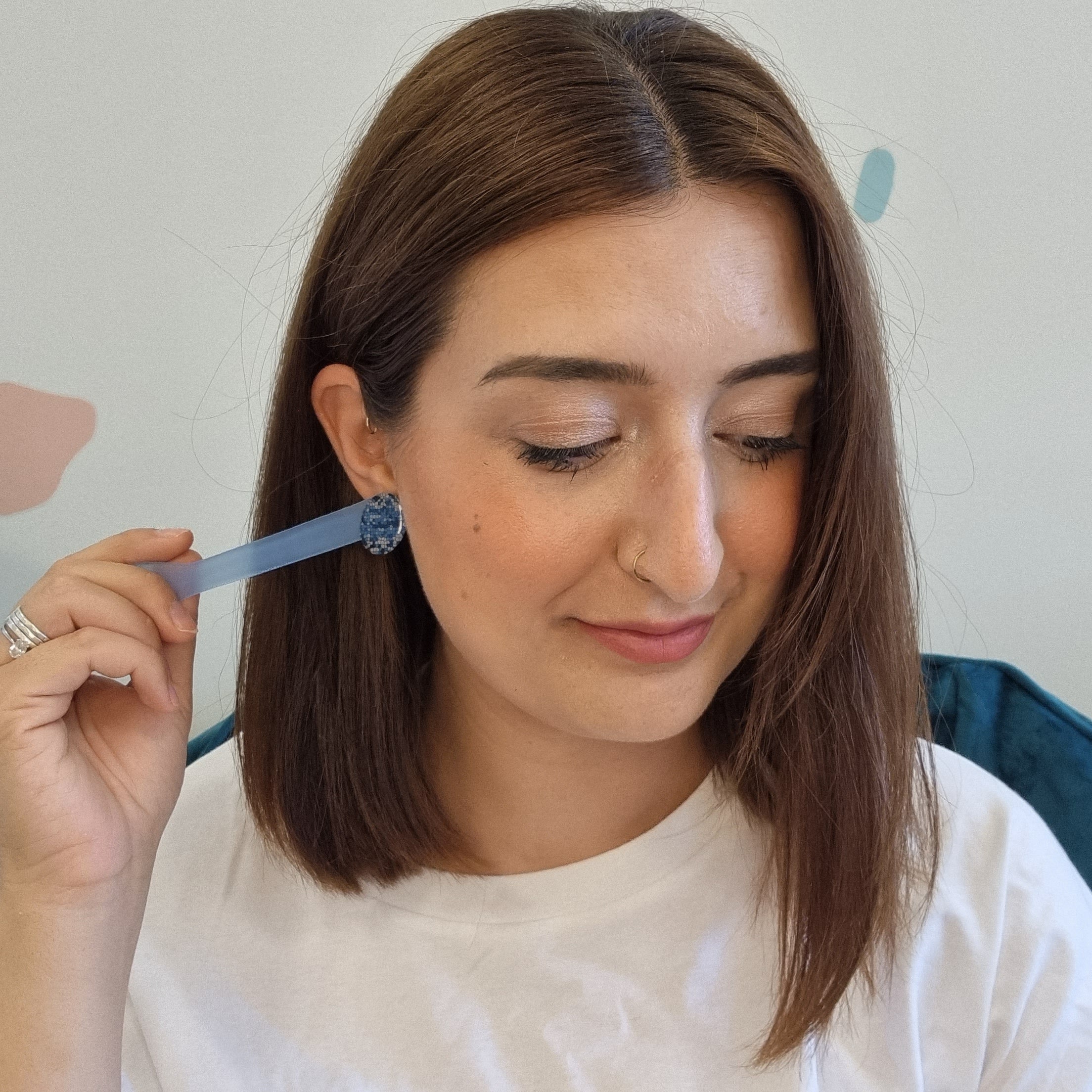 Statement Blue and White Funky Stud Earrings