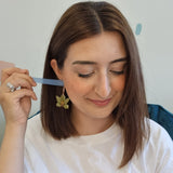 Green Orchid Flower Earrings