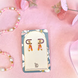 Orange, Pink, and Gold Tiny Summer Dangle Earrings