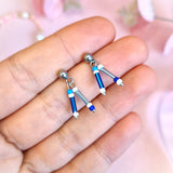 Blue, White and Silver Tiny Summer Dangle Earrings