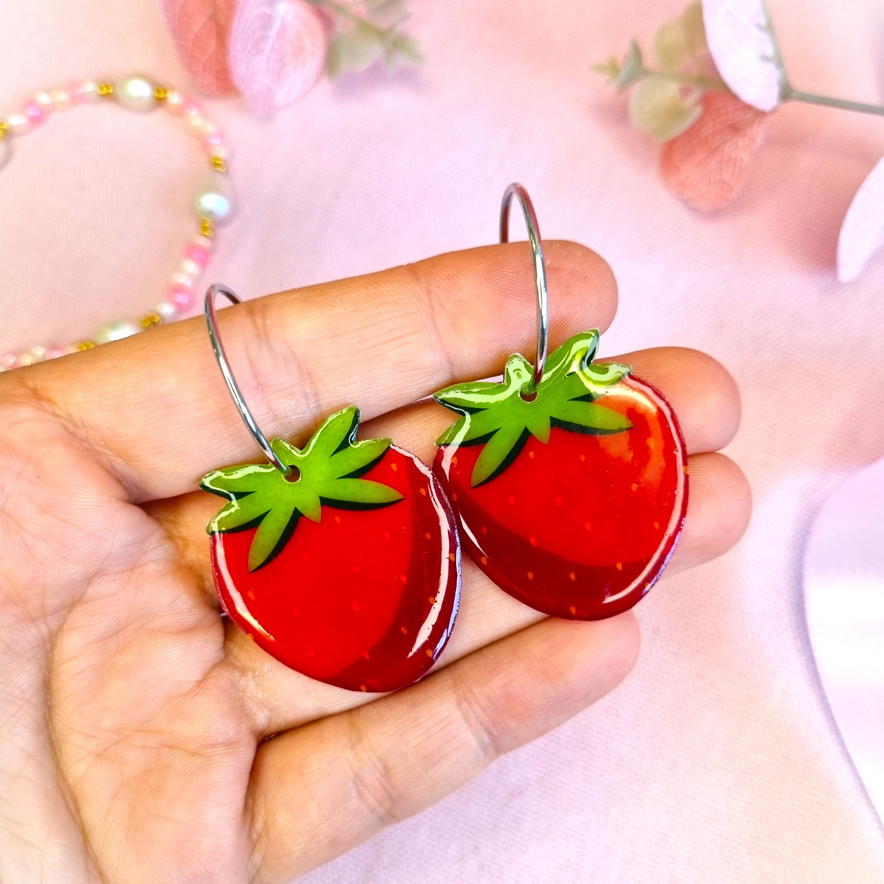 Large Strawberry Earrings