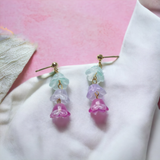 Trio Pastel Glass Gold Dangle Earrings