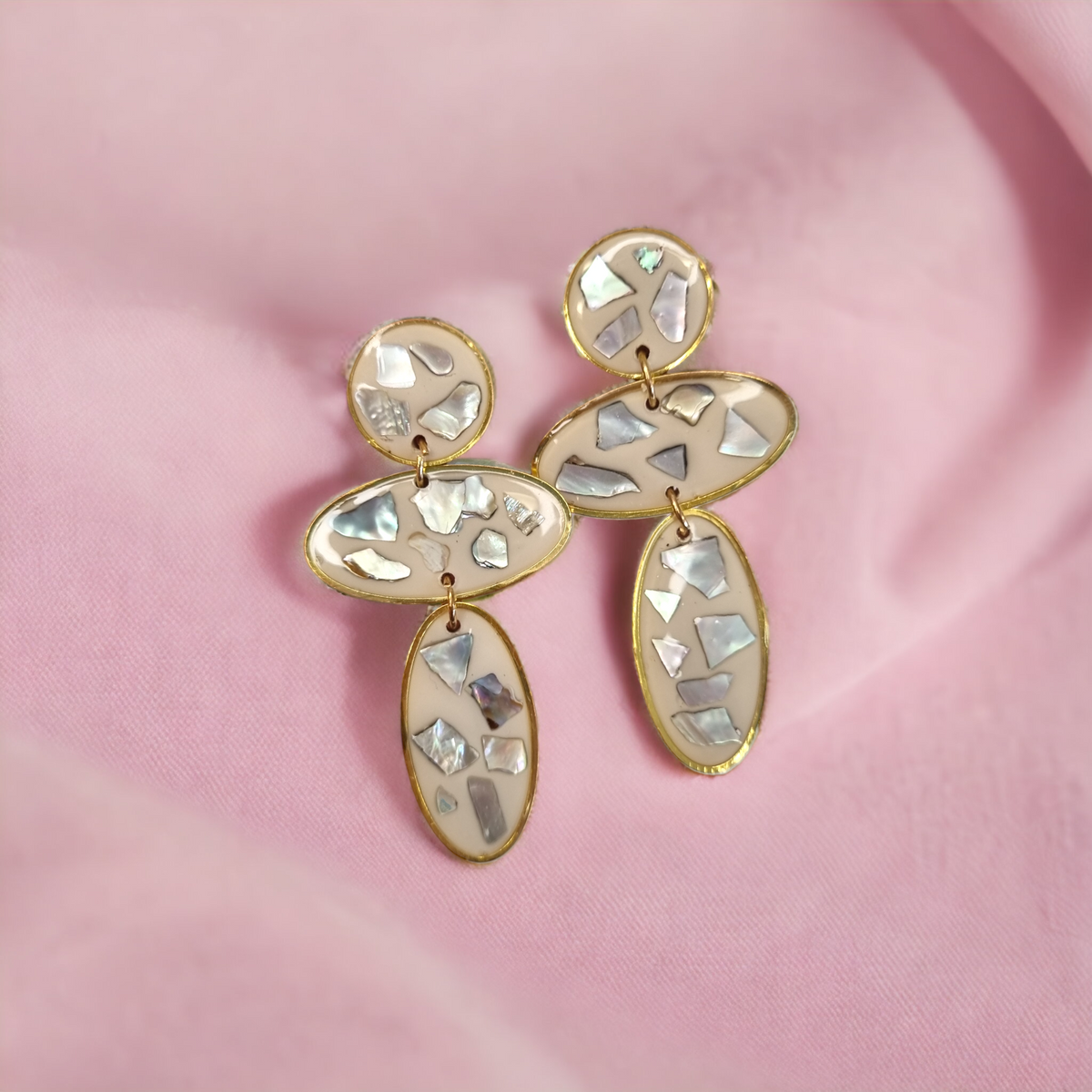 Statement Trio Abalone Sand Earrings