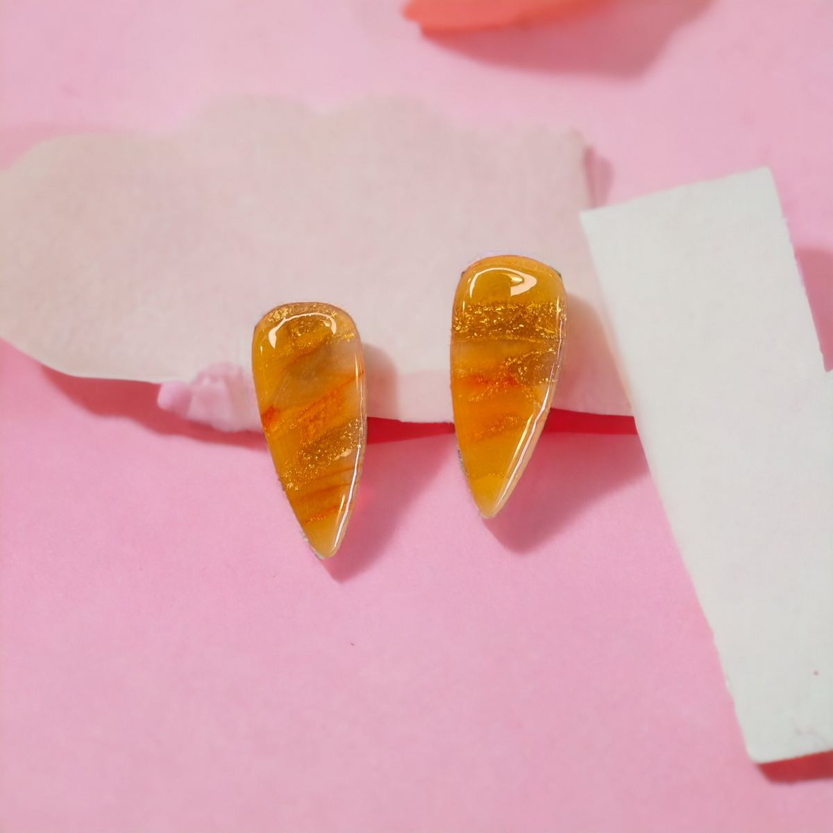 Amber Effect Dagger Statement Stud Earrings