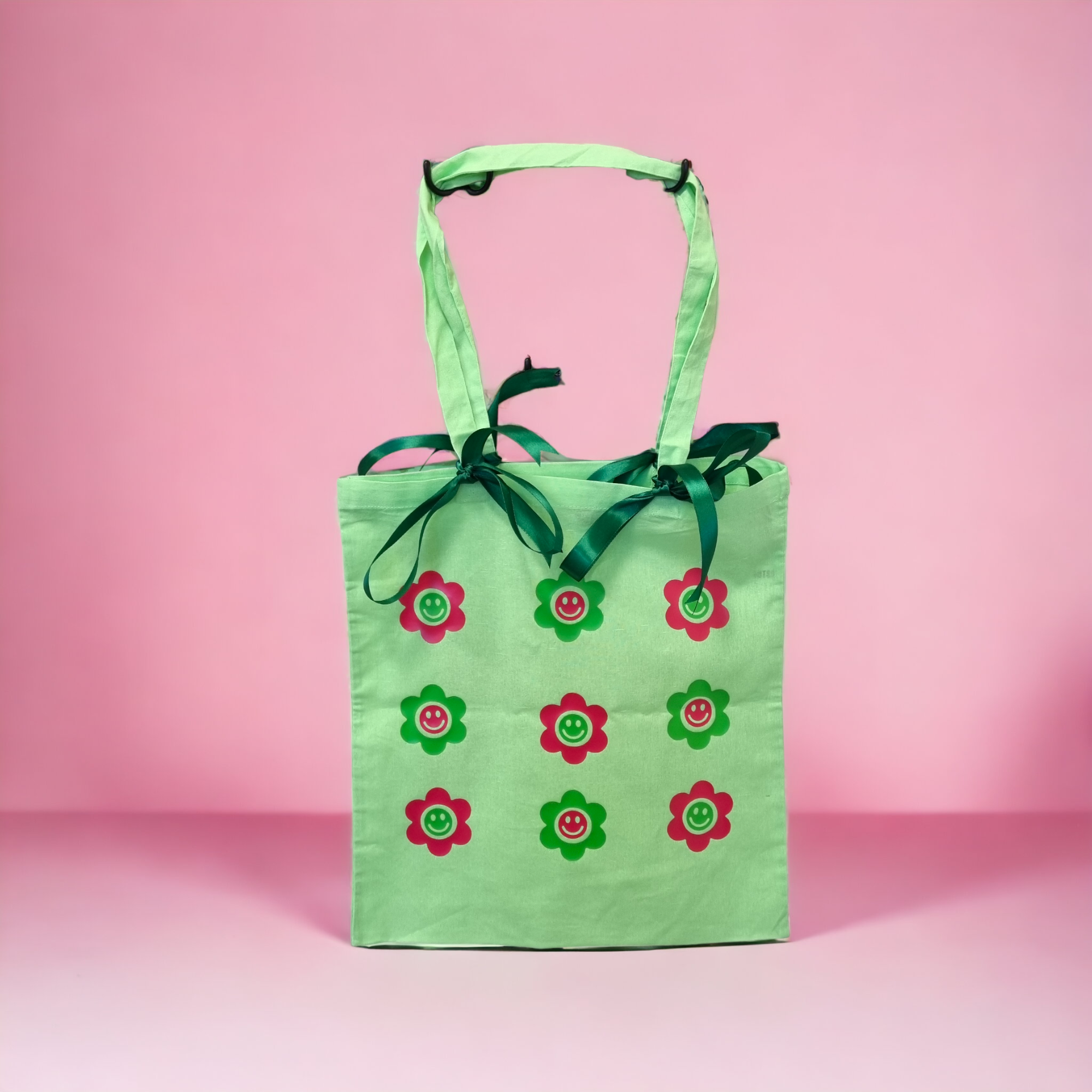 Green Long Handle Double-Sided 'Feelin' Cute' Tote Bag