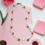 Cherry and White Bead Necklace
