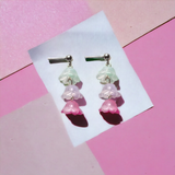 Trio Pastel Glass Silver Dangle Earrings