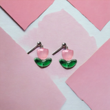 Dainty Pastel Pink Tulip Earrings