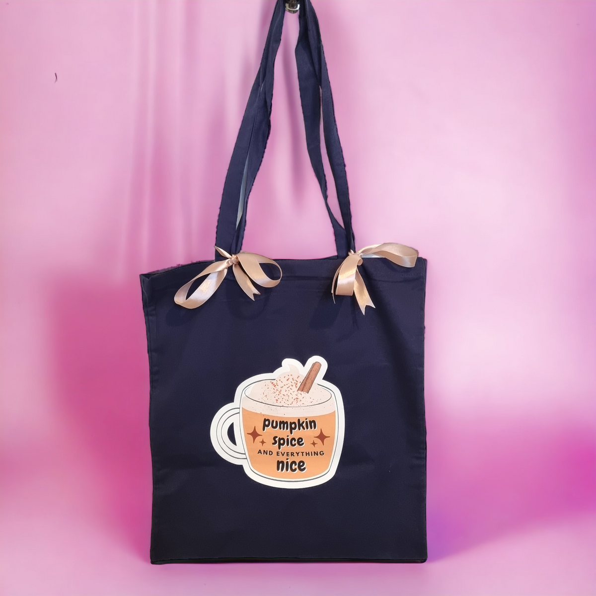 Pumpkin Spice Latte Navy Tote Bag