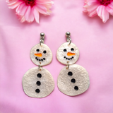 Large snowman dangle earrings