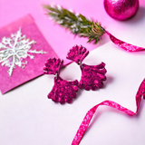 Art deco pink glitter earrings
