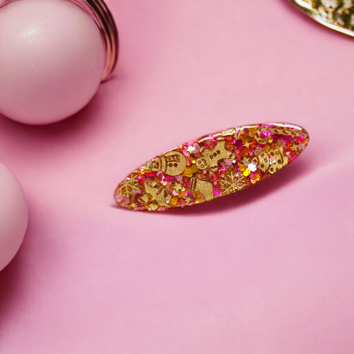 Festive Pink Glitter Large Hairclip