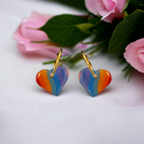 Large Rainbow Heart Hoop Earrings