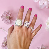 Large Baroque Pearl and Hammered Silver Ring