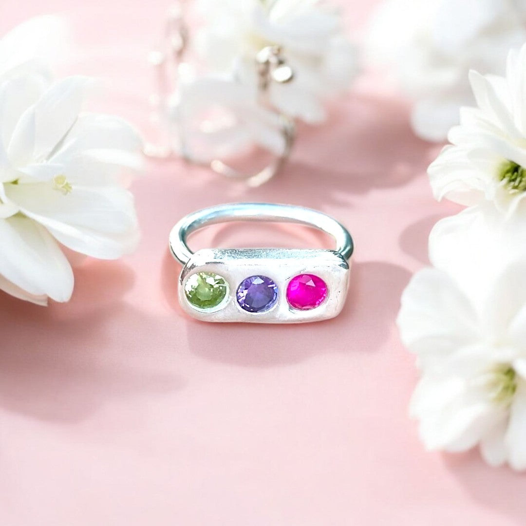 Trio Cubic Zirconia Gemstone Ring