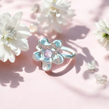 Hammered Pink Flower Ring