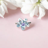 Hammered Purple Flower Ring