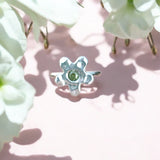 Hammered Green Flower Ring
