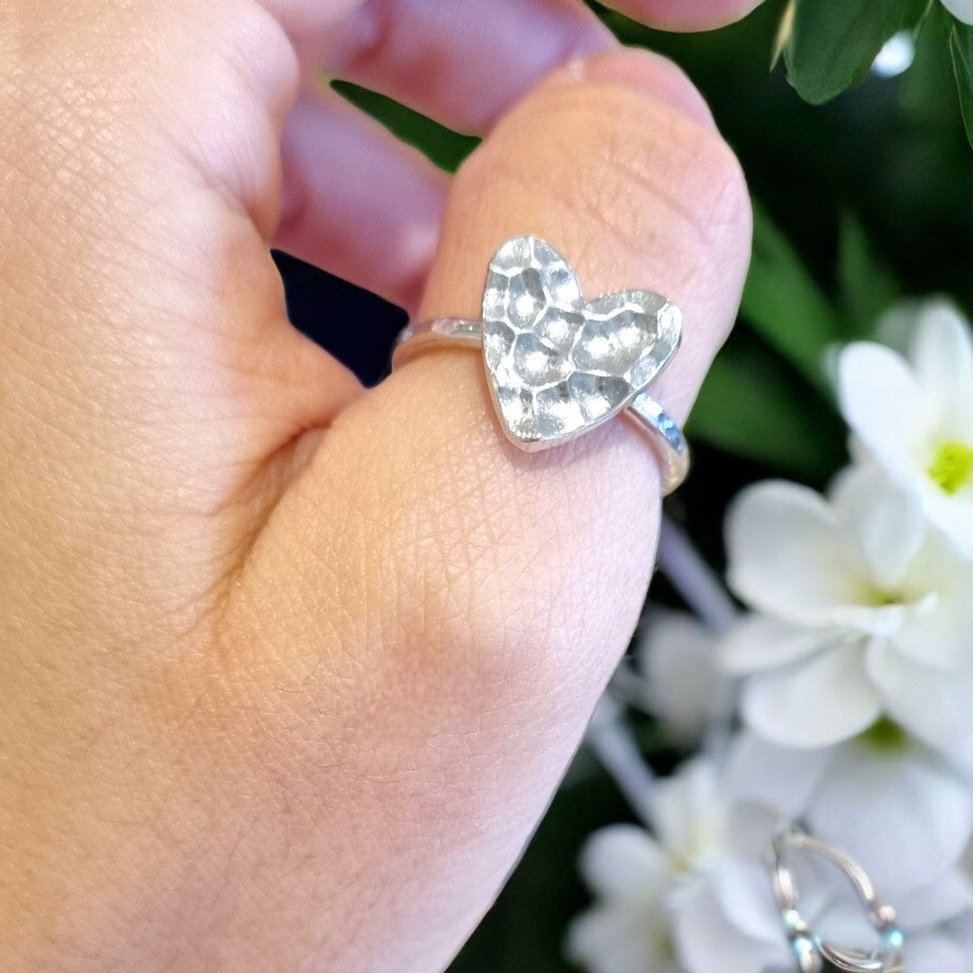 Hammered Heart Ring