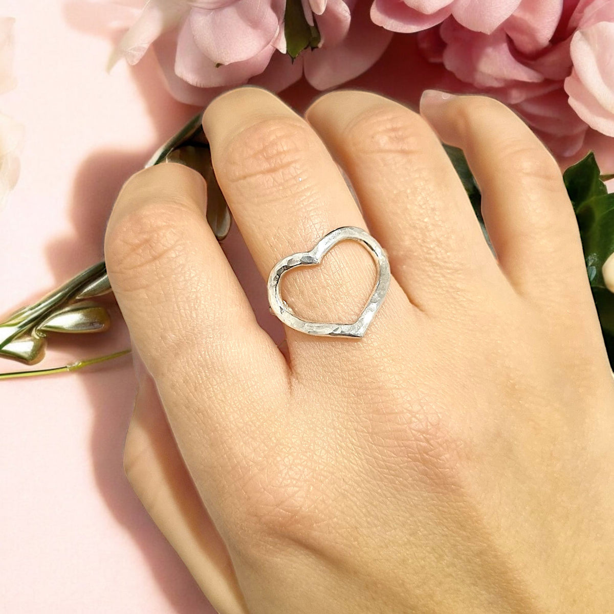 Hammered Heart Ring