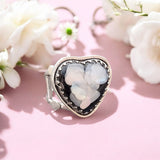 Large Chunky Black Heart and Abalone Shell Ring
