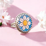 Chunky Blue Daisy Ring
