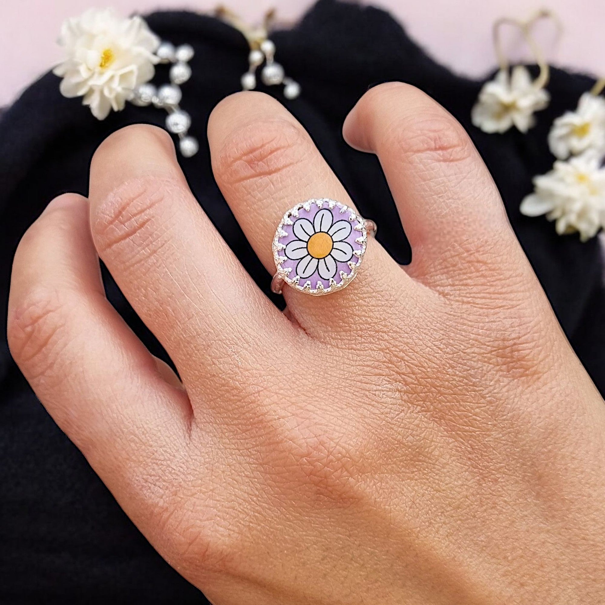 Pink Daisy Medium Sized Ring