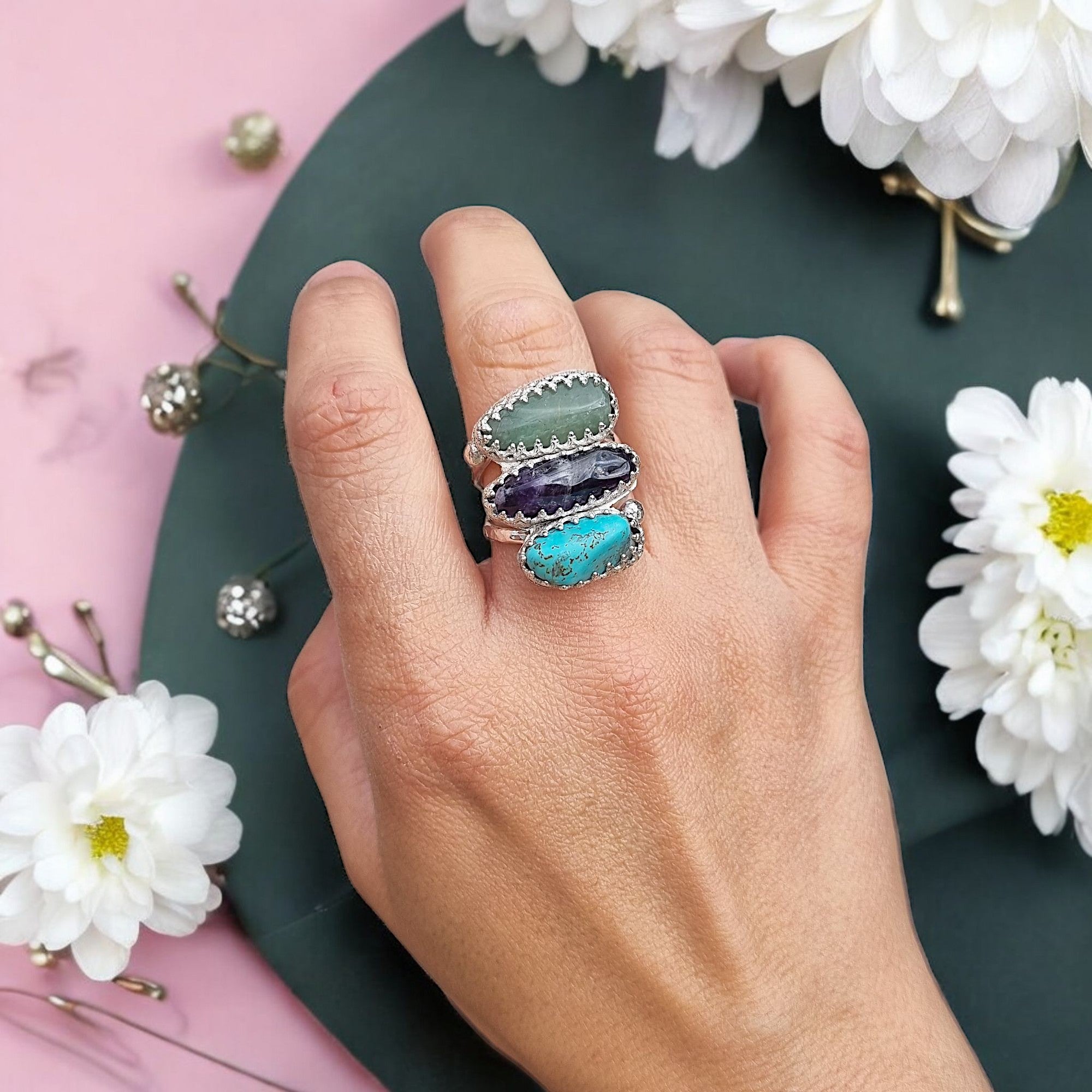 Trio Chunky Crystal Ring