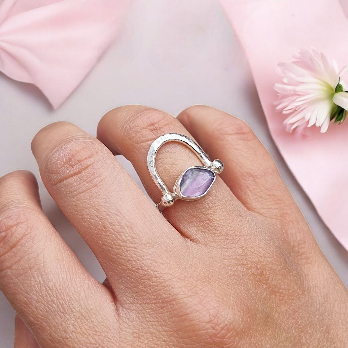 Purple Seaglass Ring