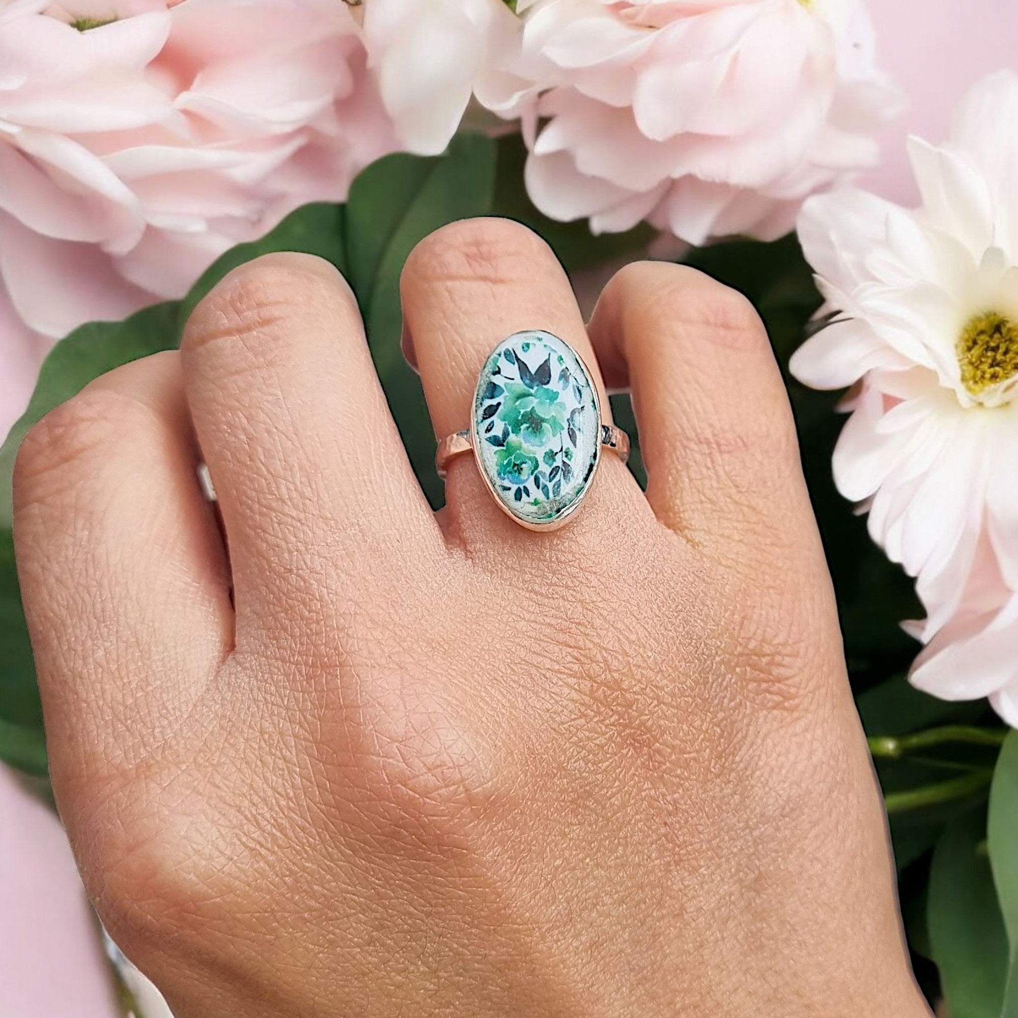 Blue Dainty Floral Ring