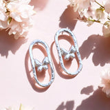 Oval Butterfly Hammered Earrings