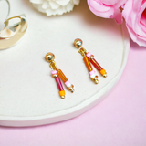 Orange, Pink, and Gold Tiny Summer Dangle Earrings