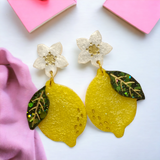 Larger Lemon Resin Earrings