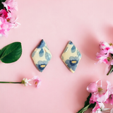 Dainty Blue Floral Diamond Shaped Earrings