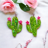 Cactus and Flower Dangle Earrings