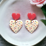 Pastel Polkadot Duo Heart Earrings