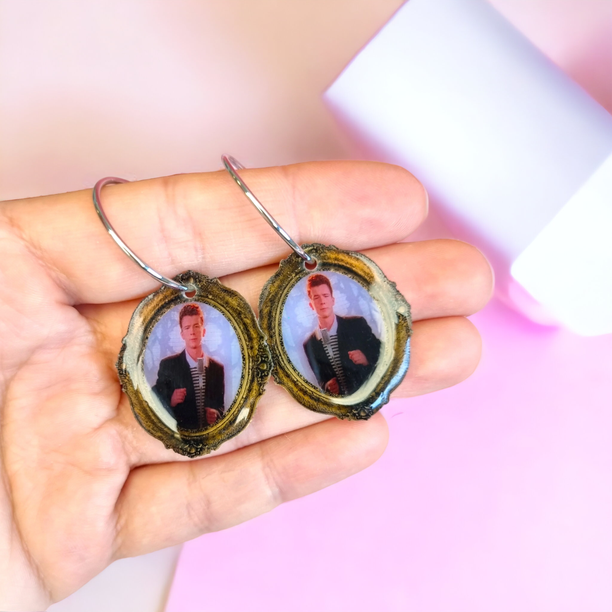 Rick Astley Art Portrait Earrings