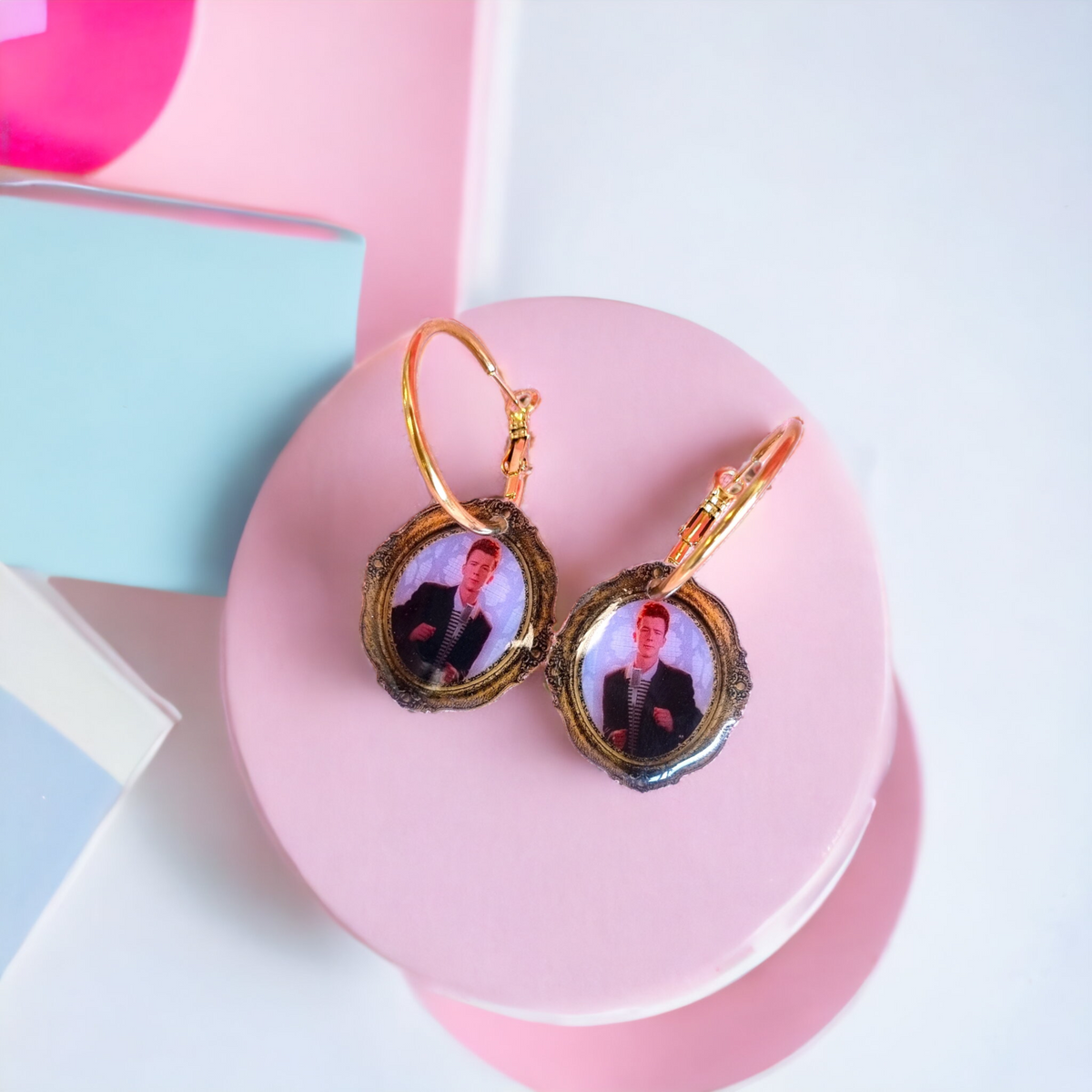 Rick Astley Art Portrait Earrings