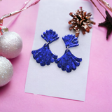 Art deco blue glitter earrings