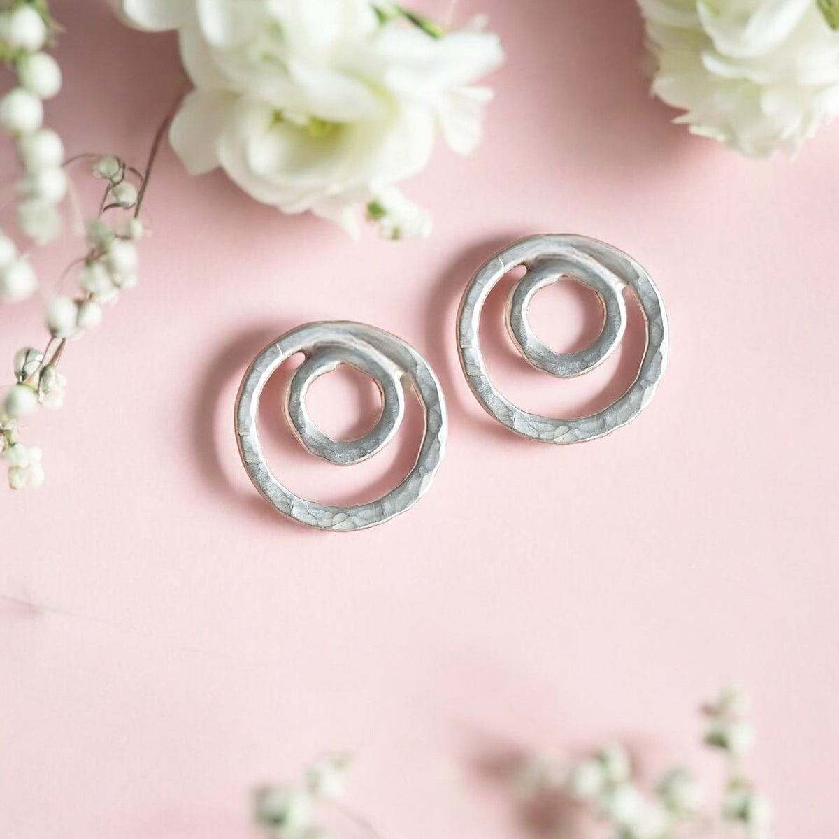 Hammered Double Hoop Earrings