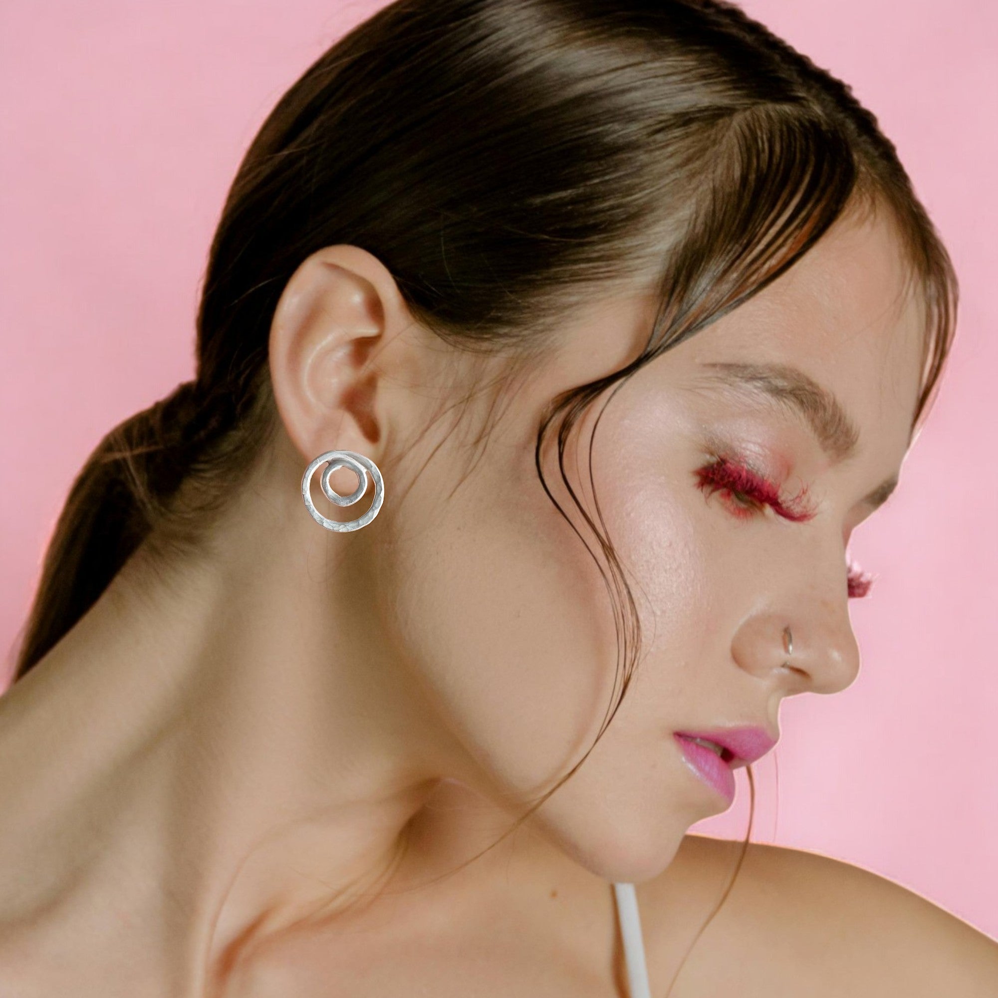 Hammered Double Hoop Earrings