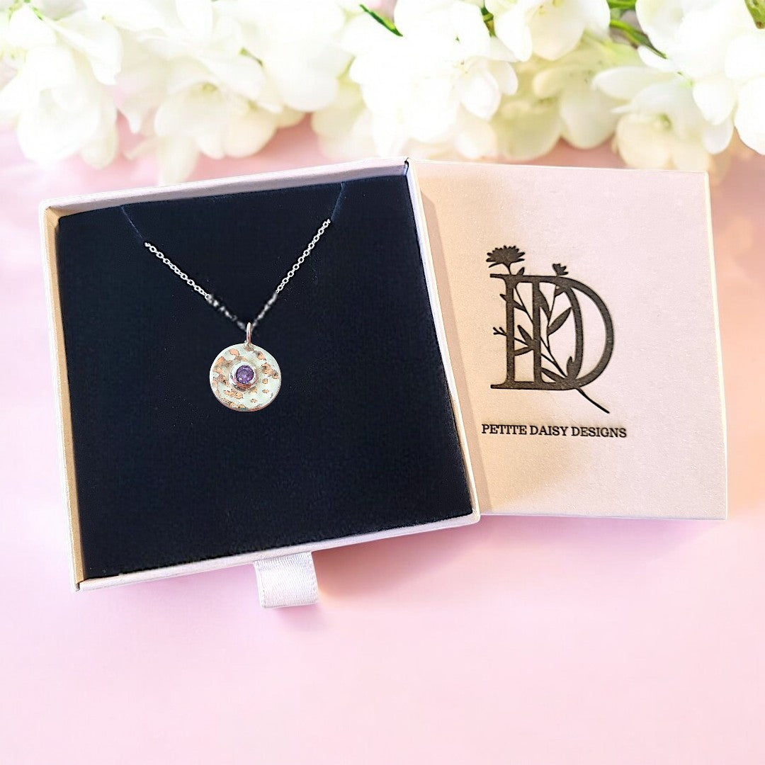 Hammered Cubic Zirconia Pendant Necklace