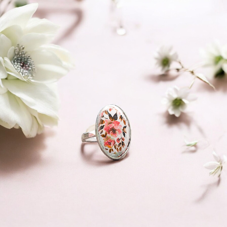 Red Dainty Floral Ring