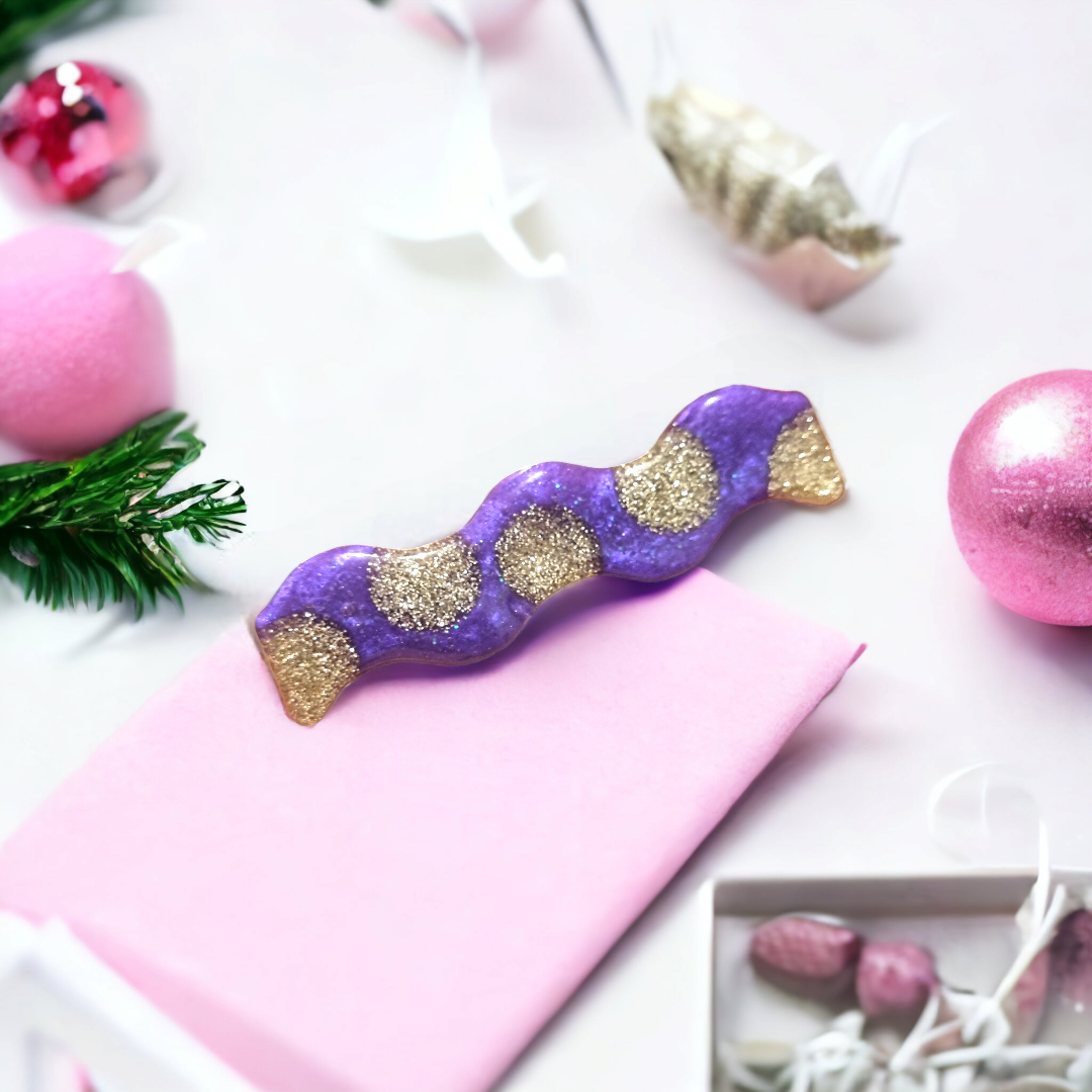 Large Purple and Gold Wiggle Hairclip (Select Quantity)