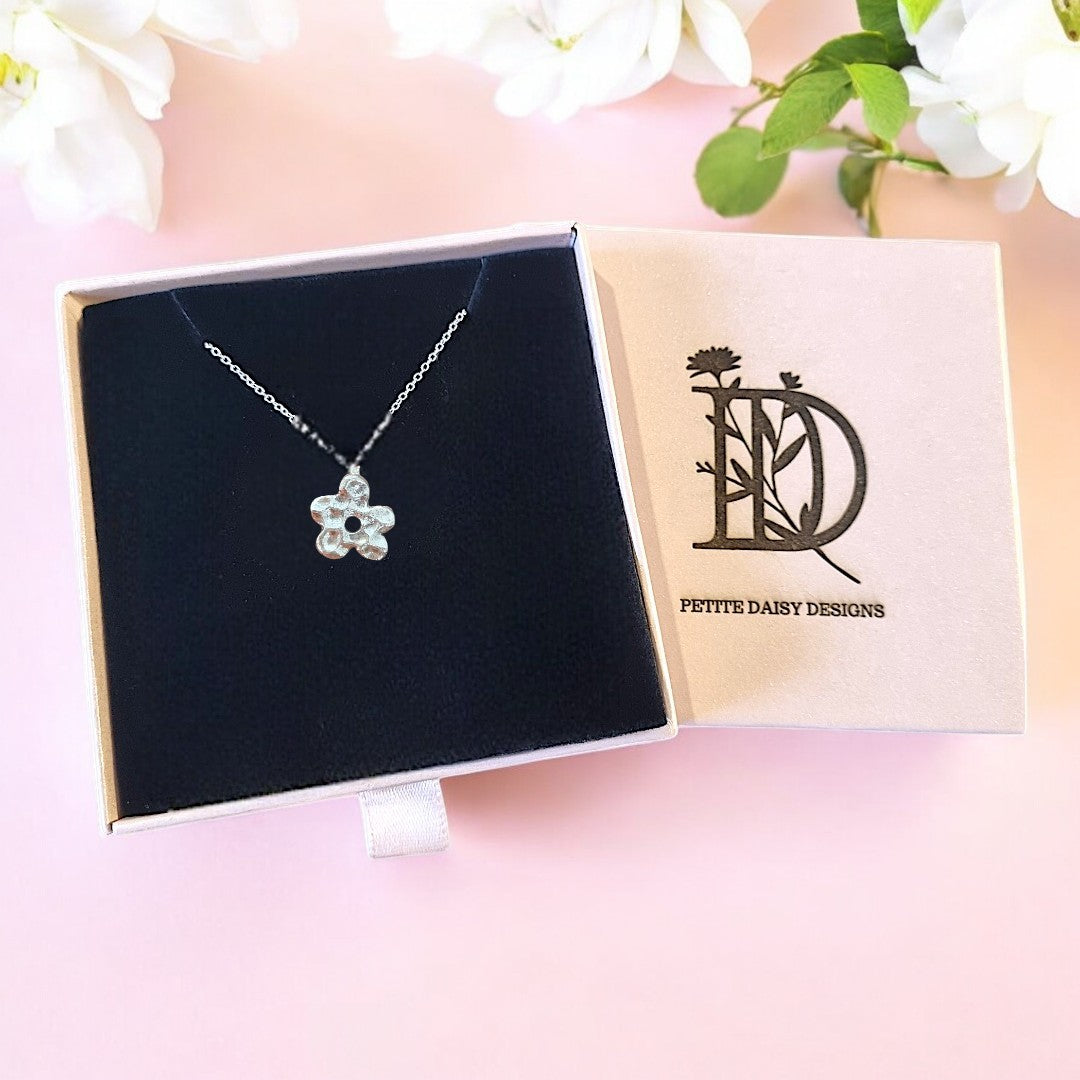 Small Hammered Flower Necklace