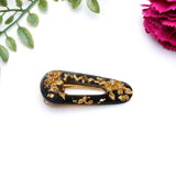 Large Black and Gold Resin Hairclip (Matching Earrings Available) - Petite Daisy Designs
