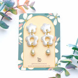 Duo Pearly White and Freshwater Pearl Dangle Earrings